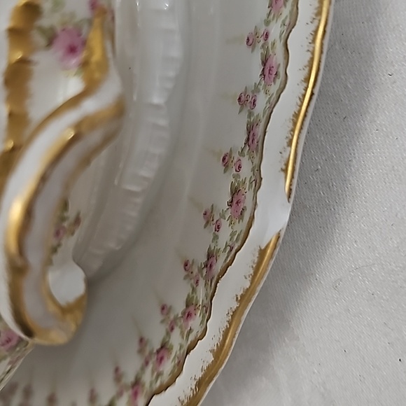 Limoges Haviland Gravey Boat w/saucer Pink Rosee - Picture 5 of 7